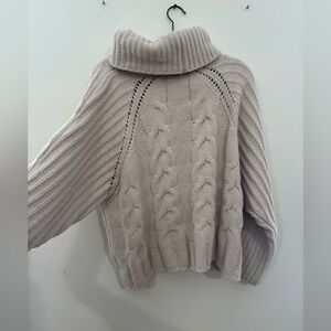 moon & madison Cable Knit Turtleneck Sweater - Cream